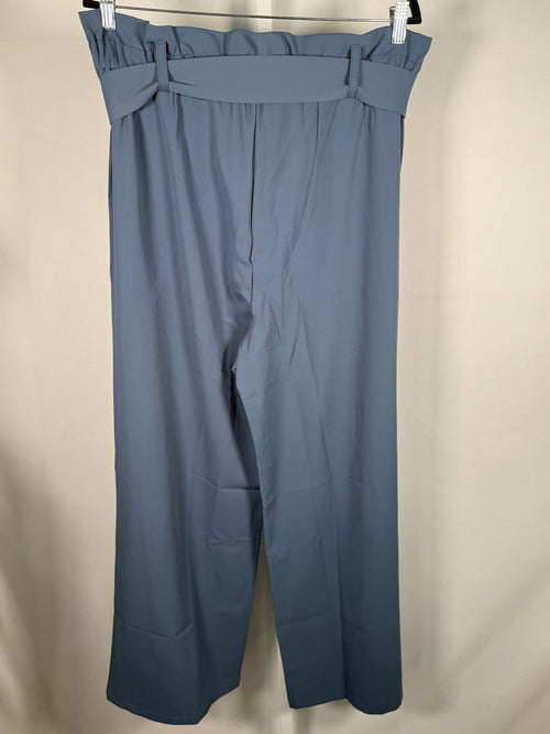 NWT Halara High Waisted Belted Pocket Wide Leg Work Pants Deep Sea Gray Blue XL