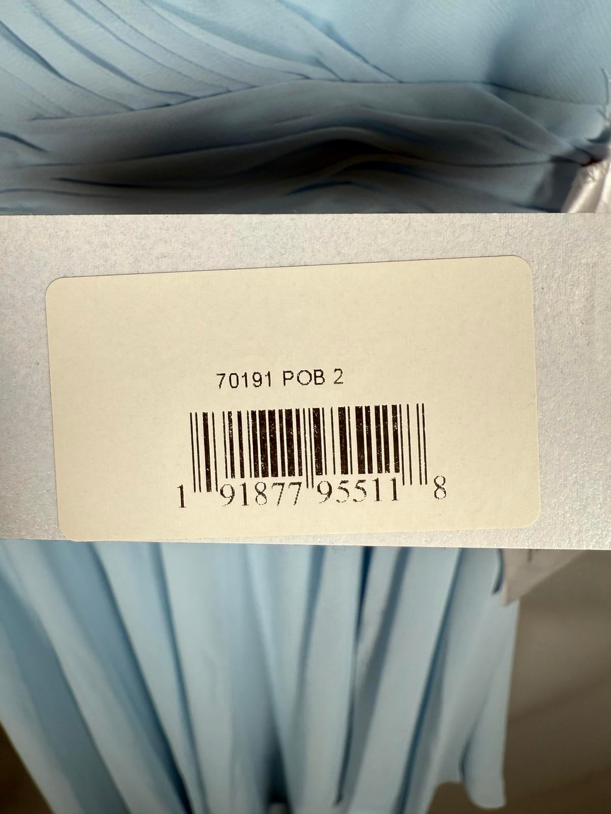 NWT Mac Duggal 70191 Powder Blue Pleated High-Low Maxi Dress Size 2