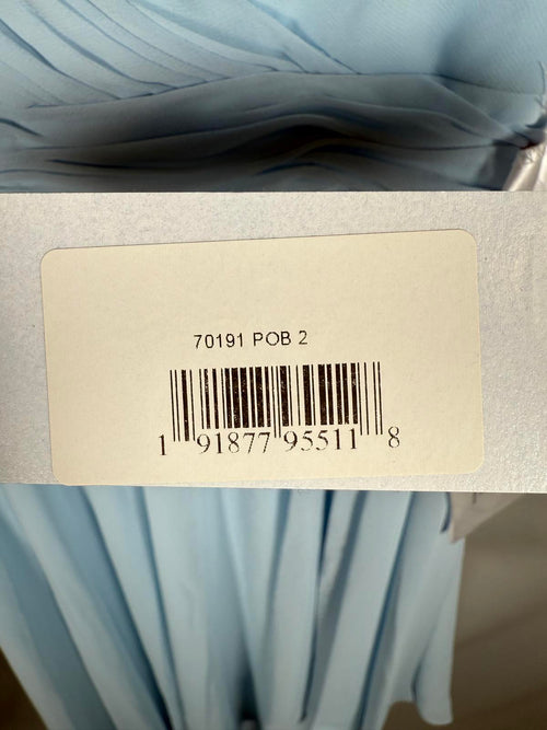 NWT Mac Duggal 70191 Powder Blue Pleated High-Low Maxi Dress Size 2