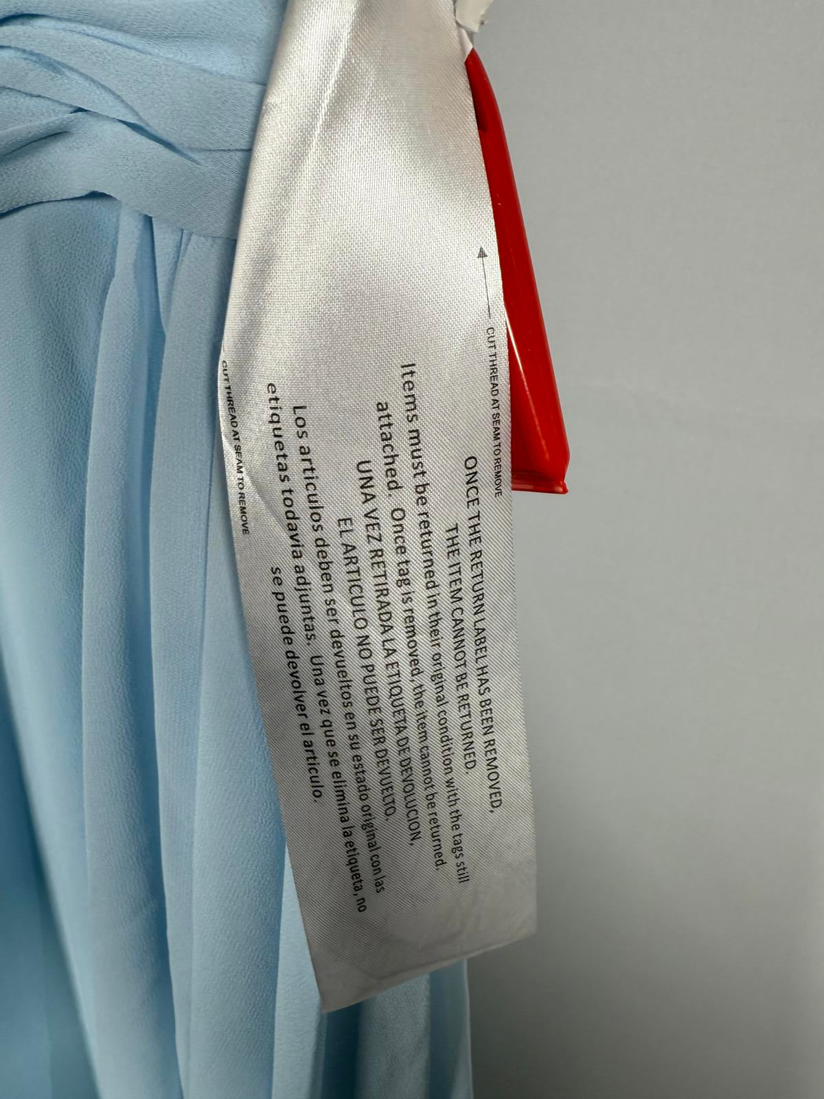 NWT Mac Duggal 70191 Powder Blue Pleated High-Low Maxi Dress Size 2