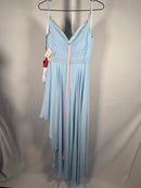 NWT Mac Duggal 70191 Powder Blue Pleated High-Low Maxi Dress Size 2