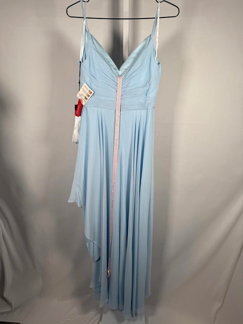 NWT Mac Duggal 70191 Powder Blue Pleated High-Low Maxi Dress Size 2