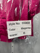 NWT Ieena for Mac Duggal 55968 Fuchsia Satin Long Sleeve Shirt Dress Size 6