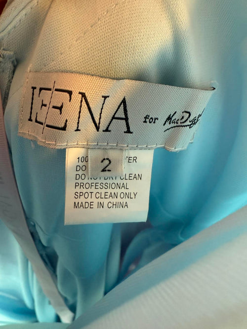 NWT Mac Duggal 70191 Powder Blue Pleated High-Low Maxi Dress Size 2