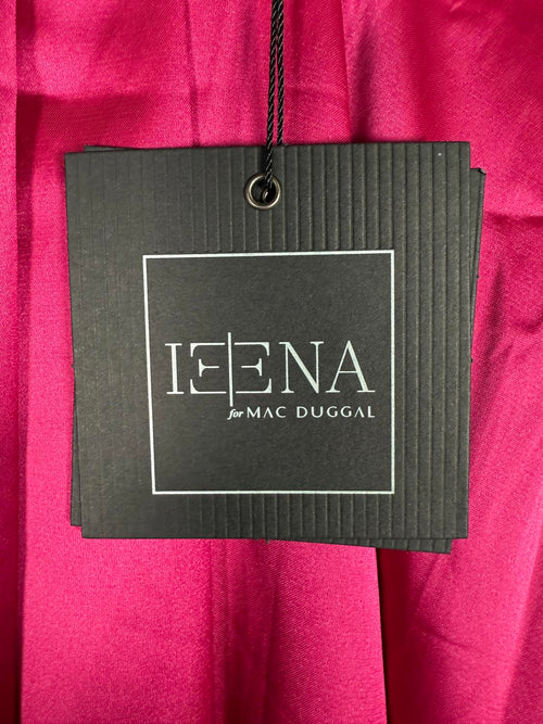 NWT Ieena for Mac Duggal 55968 Fuchsia Satin Long Sleeve Shirt Dress Size 6