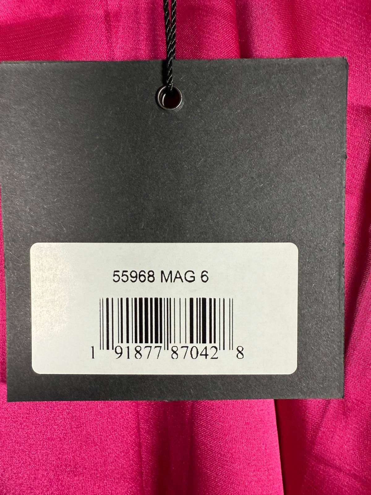 NWT Ieena for Mac Duggal 55968 Fuchsia Satin Long Sleeve Shirt Dress Size 6