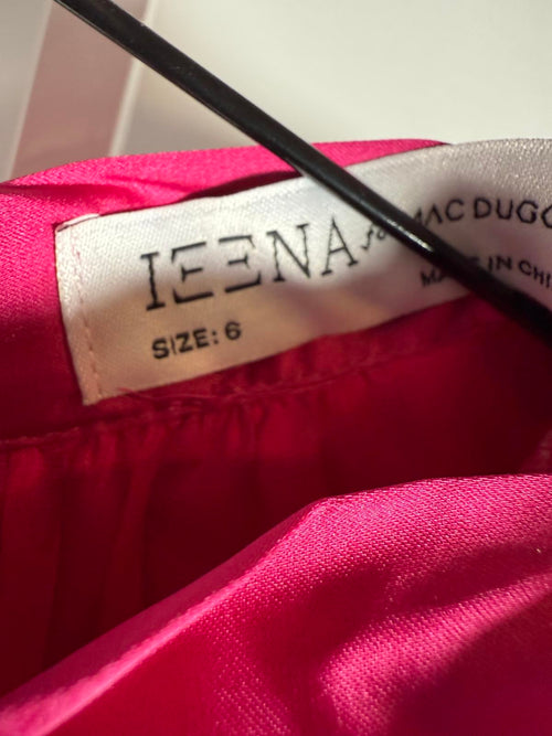NWT Ieena for Mac Duggal 55968 Fuchsia Satin Long Sleeve Shirt Dress Size 6