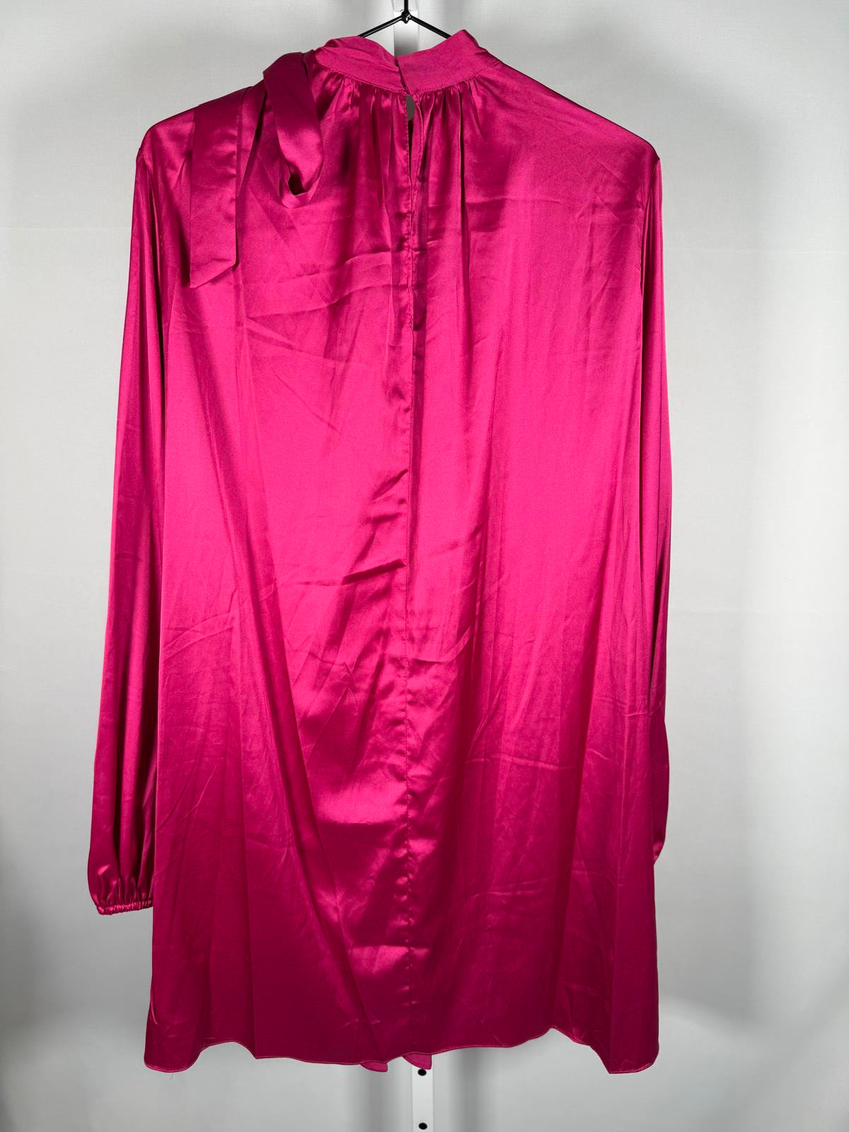 NWT Ieena for Mac Duggal 55968 Fuchsia Satin Long Sleeve Shirt Dress Size 6