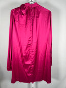 NWT Ieena for Mac Duggal 55968 Fuchsia Satin Long Sleeve Shirt Dress Size 6