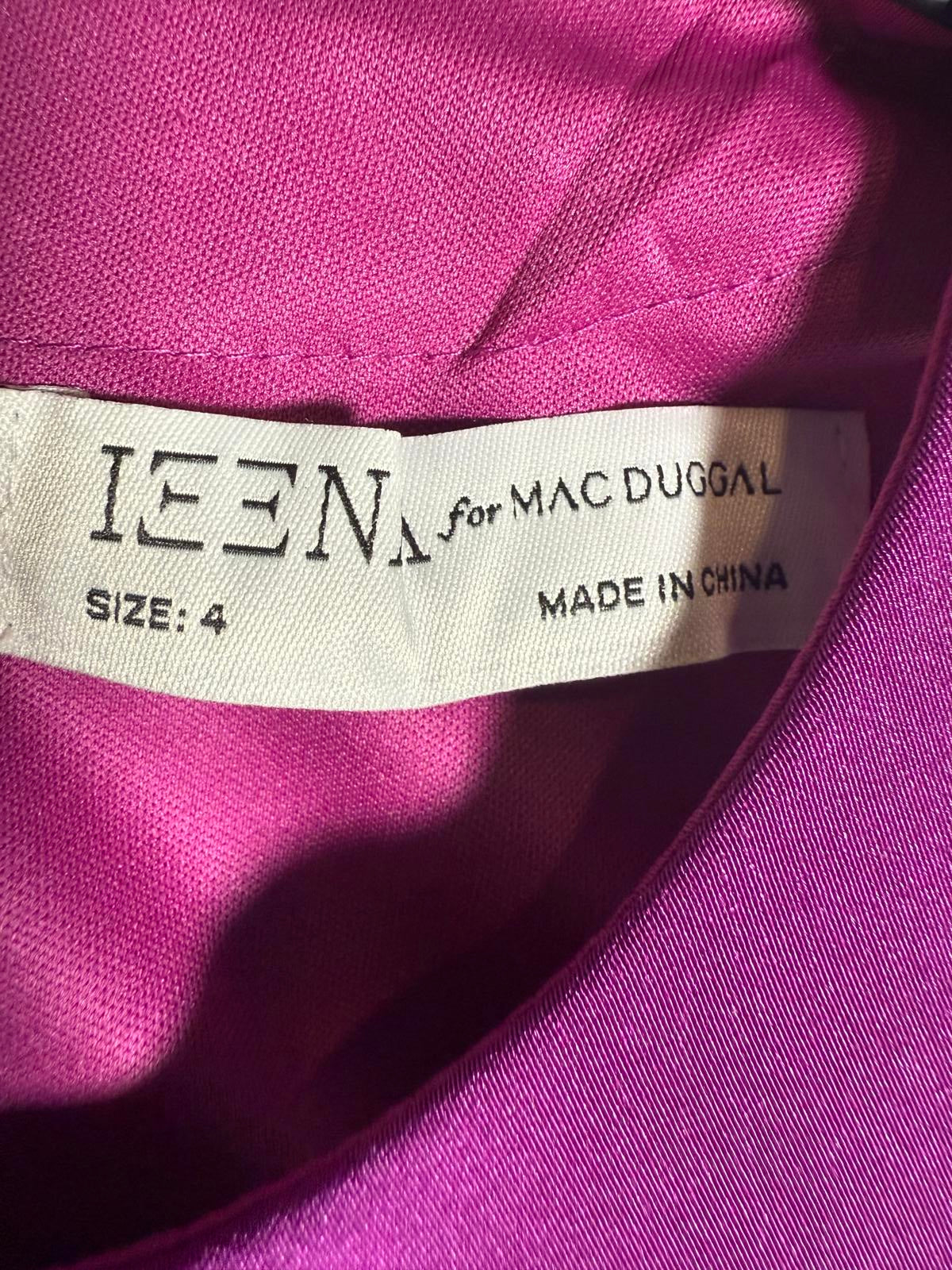 NWT Mac Duggal 55805 Purple Feather Hem High Neck Trapeze Dress Size 4