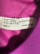 NWT Mac Duggal 55805 Purple Feather Hem High Neck Trapeze Dress Size 4