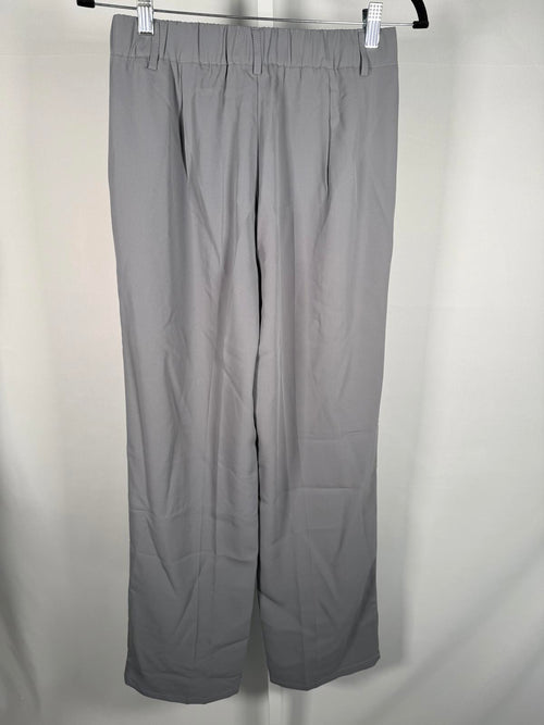 NWT High Waisted Zipper Pocket Shirred Straight Leg Work Pants Gray Size Small