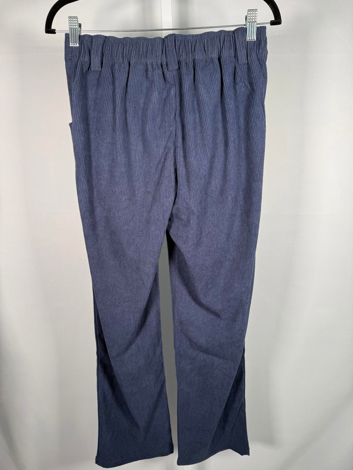 NWT Halara Mid Rise Zipper Pocket Corduroy Blue Casual Pants Size Small