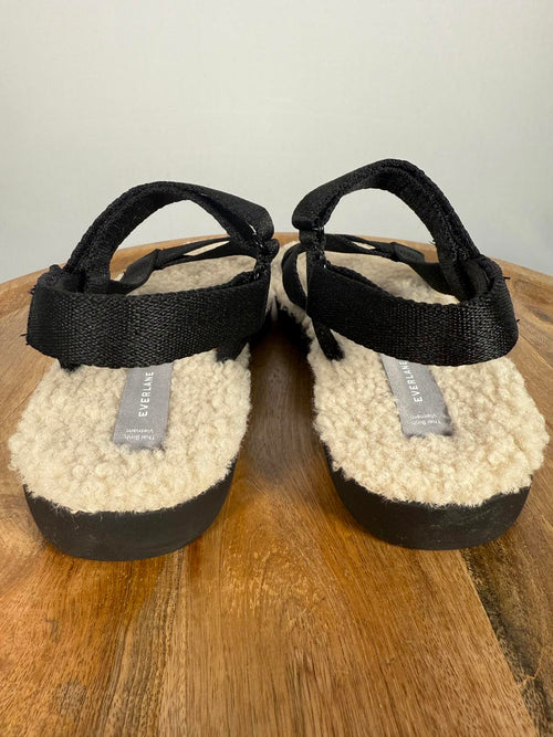 NWB Everlane The ReNew Teddy Sport Sandal Black/Cream Women's Size 7