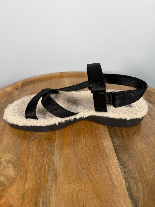 NWB Everlane The ReNew Teddy Sport Sandal Black/Cream Women's Size 7