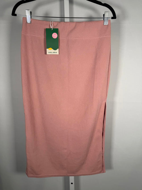NWT Halara Ribbed High Waist Bodycon Midi Skirt Mellow Rose Size Medium