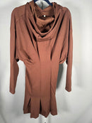 NWT Halara Drawstring Pleated Hem Mini Casual Hoodie Dress Brown Size Large