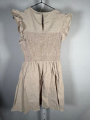 NWT English Factory Smocked Ruffle Sleeve Mini Dress Beige Size Small