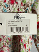 NWT Sokie Collective Floral Smocked Puff Sleeve Top Size Small