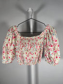 NWT Sokie Collective Floral Smocked Puff Sleeve Top Size Small