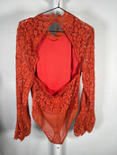 NWT Endless Rose Cut Back Detail Lace Bodysuit Rust Size Large
