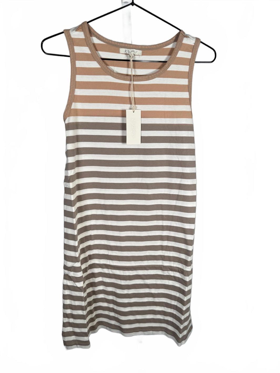 NWT Z Supply Aya Striped Dress Washed Taupe Size Large