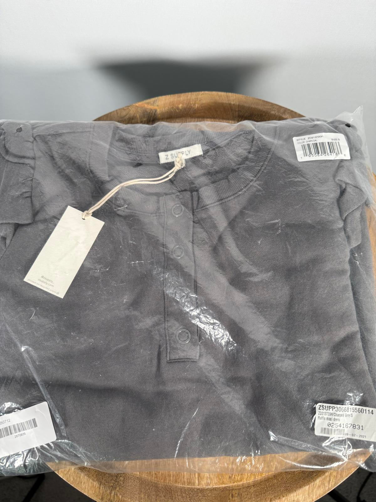 NWT Revolve By Z Supply Charcoal Gray Ruffle Maxi Dress Size Medium