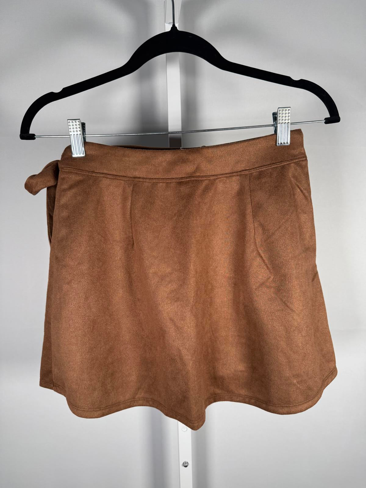 NWT Halara Suede Wrap Side Tie Mini Skirt Pecan Pie Brown Size S