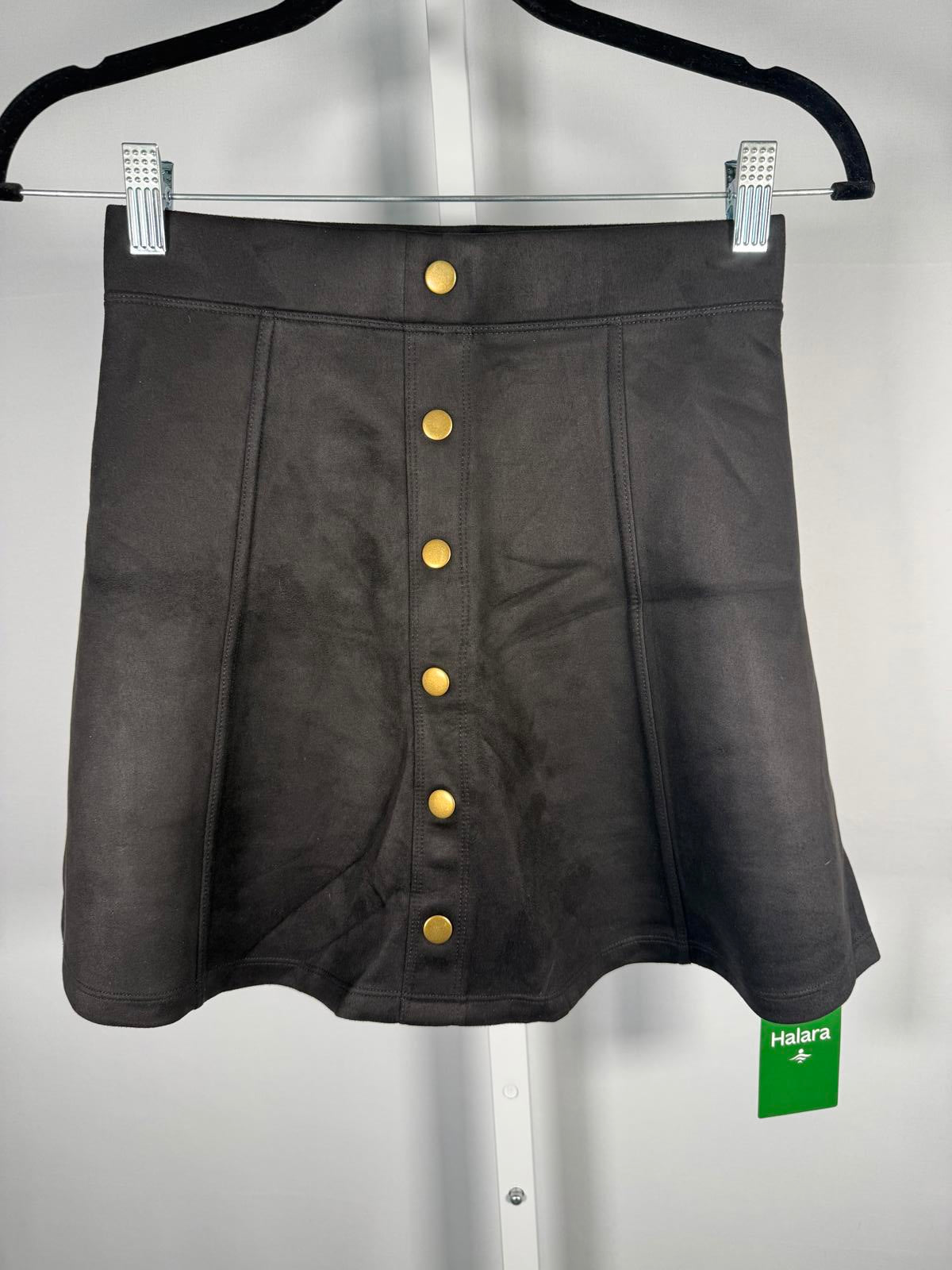 NWT Halara High Waisted 2-in-1 A Line Suede Mini Skirt Black Size Small