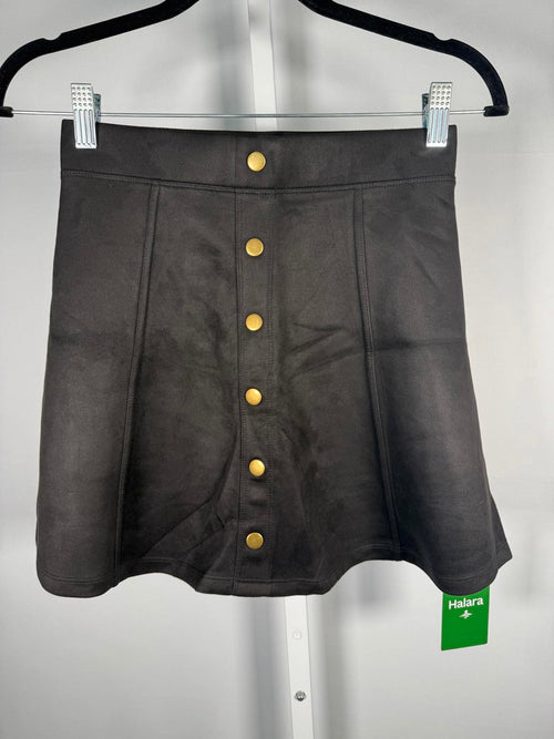 NWT Halara High Waisted 2-in-1 A Line Suede Mini Skirt Black Size Small