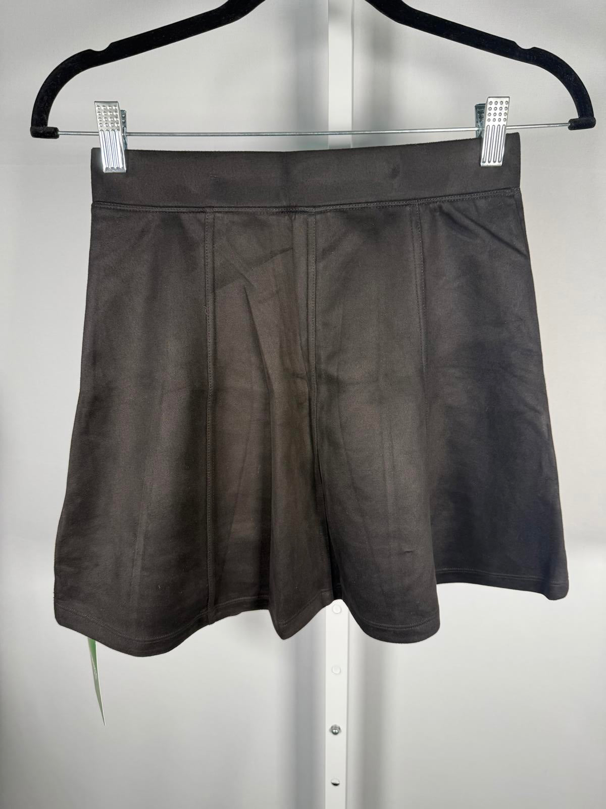NWT Halara High Waisted 2-in-1 A Line Suede Mini Skirt Black Size Small