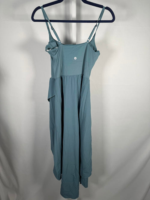 NWT Halara Breezeful High Low 2-Piece Pocket Midi Dress Stone Blue XS
