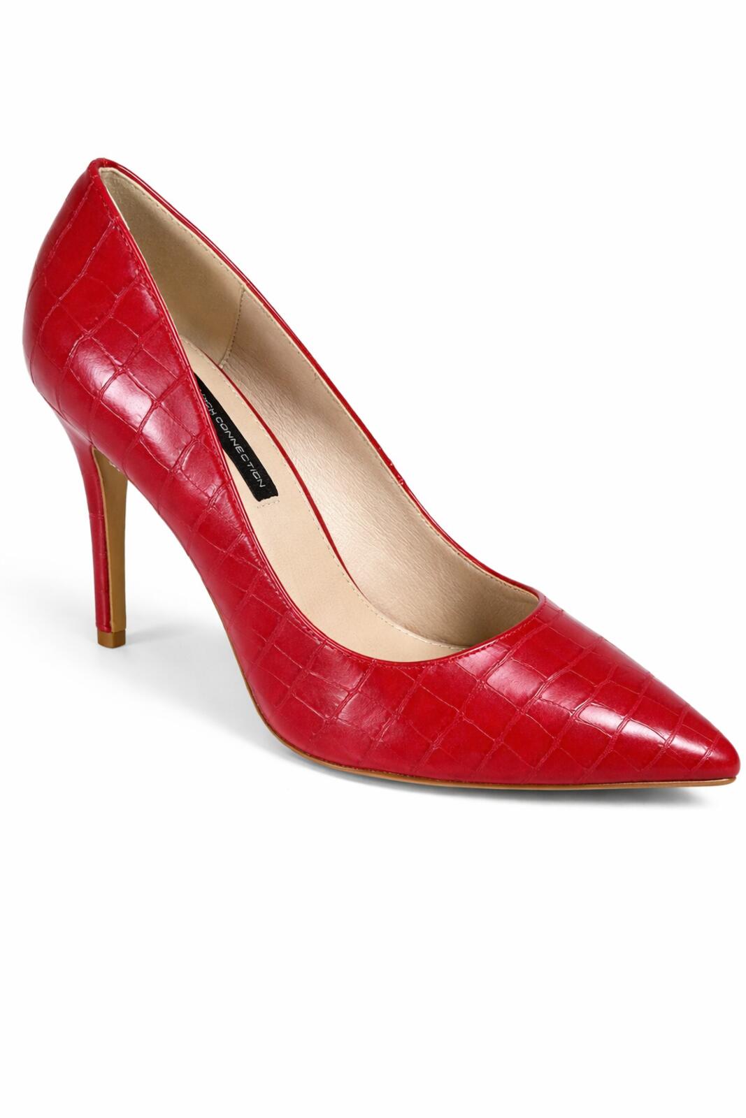 French Connection Red Croc Embossed Pointed Toe Heels Size 7.5 NWB