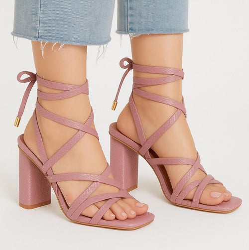 NWB Kaanas Eagle Wrap Heels Pink Women's Size 10