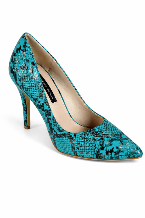 French Connection Snakeskin Print Heels Green/Black Size 6 NWB