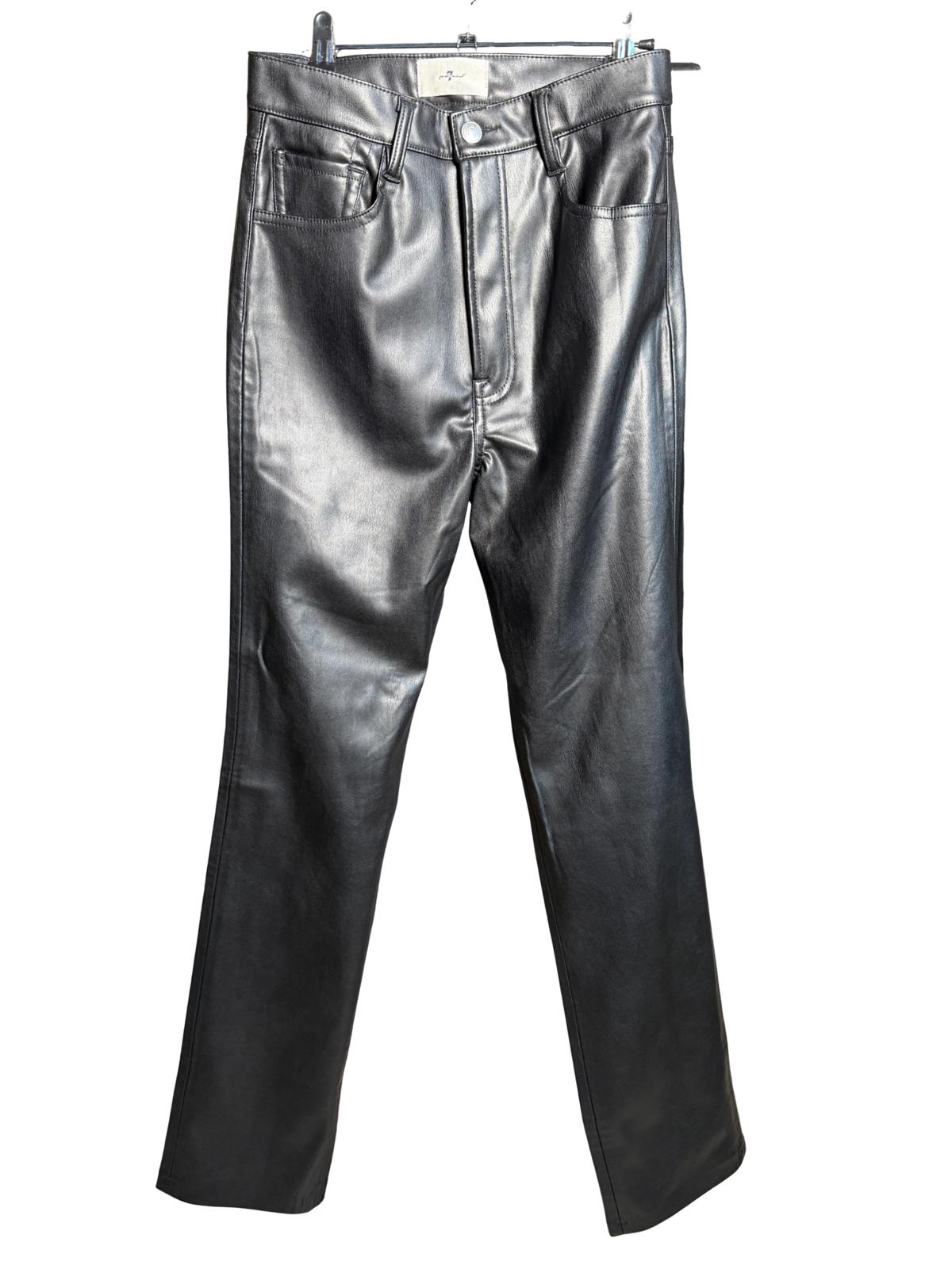 NWT 7 For All Mankind Black Faux Leather Pants Size 28