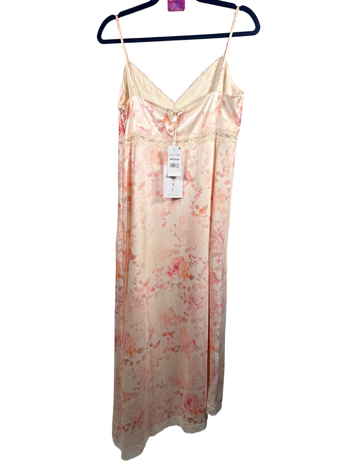 NWT WAYF Mary Lace Trim Slip Dress Satin Midi Women's Size Medium