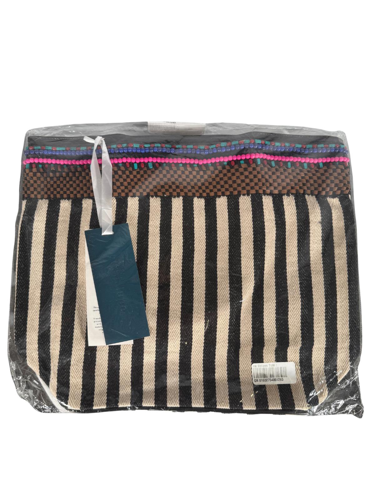 NWT Guadalupe Ife Striped Tote Handbag Black White