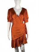 IEENA FOR MAC DUGGAL Short Puff Sleeve Faux Wrap Mini Dress Size 2