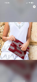 GUADALUPE DHURRIE CLUTCH RED/SILVER