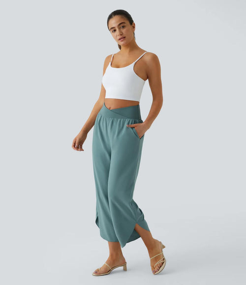NWT Halara Breezeful High Waisted Crossover Side Pocket Resort Pants - L Petite