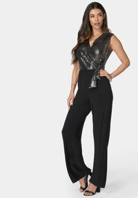 Bebe Disco Dot Wrap Tie Jumpsuit Size XXL NWT