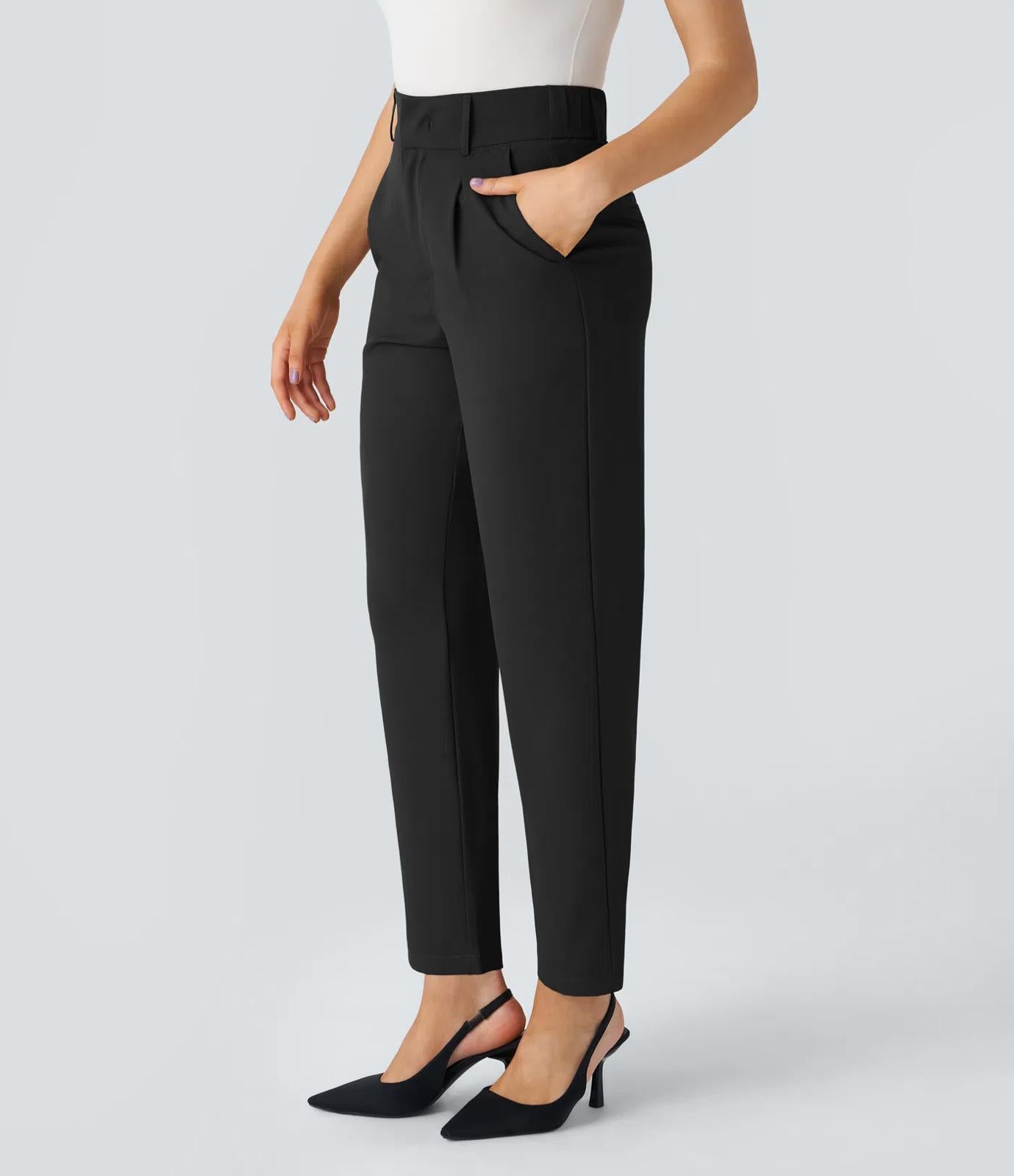 NWT Halara High Waisted Pocket Solid Work Tapered Pants Size Small, Tall