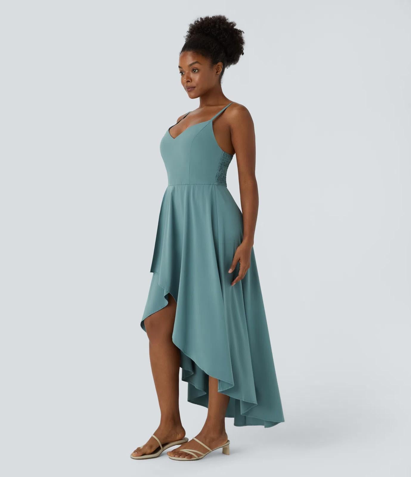 NWT Halara Breezeful™ Shirred High Low Flowy Quick Dry Maxi Slip Dress, Size - M