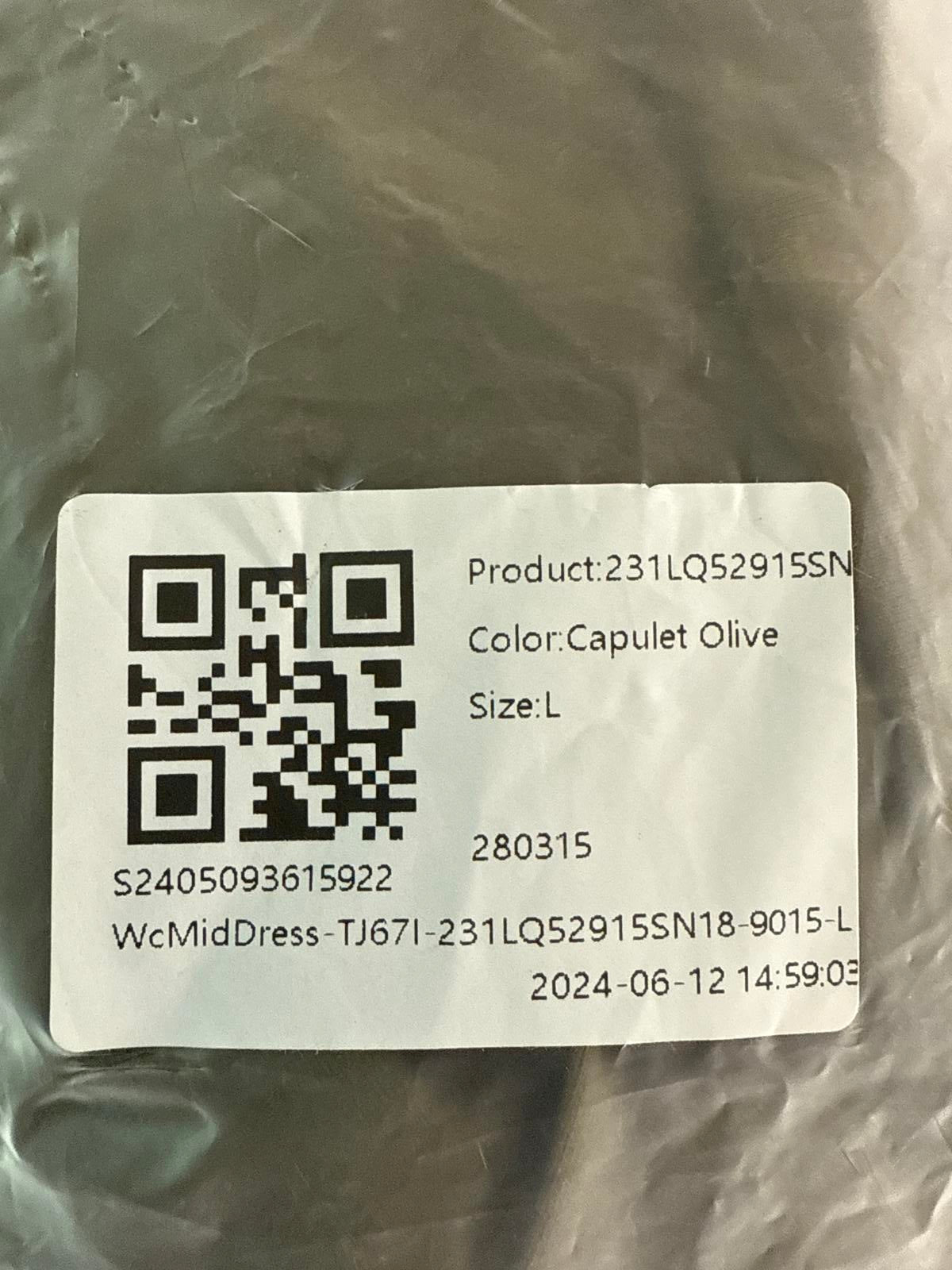 NWT Halara Capulet Midi Dress in Olive Size Large