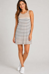 NWT Z Supply Aya Striped Dress Washed Taupe Size Large