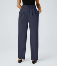 NWT Halara Flex™ High Waisted Shirred Straight Leg Navy Work Pants Size Medium