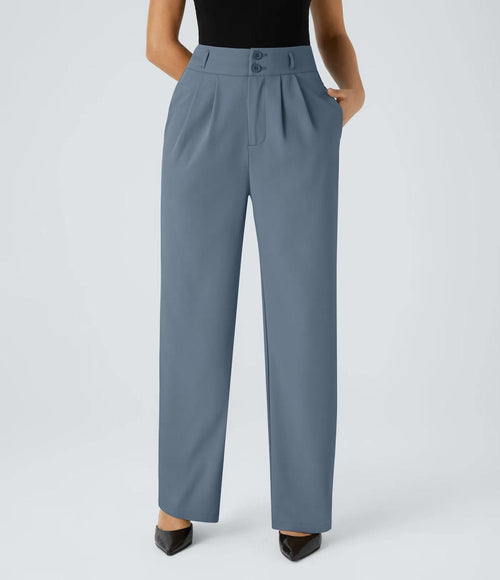 NWT Halara Flex High Waisted Shirred Straight Leg Work Pants Size Medium Petite