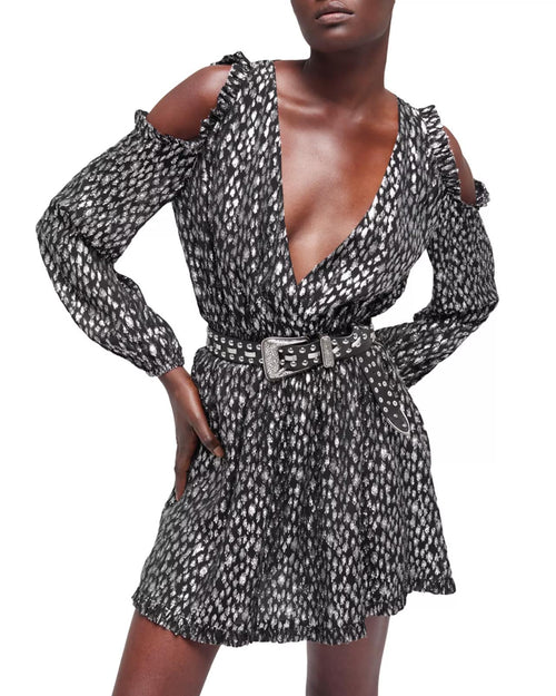 The Kooples Sparkling Leopard Print Belted Mini Dress US XS NWT