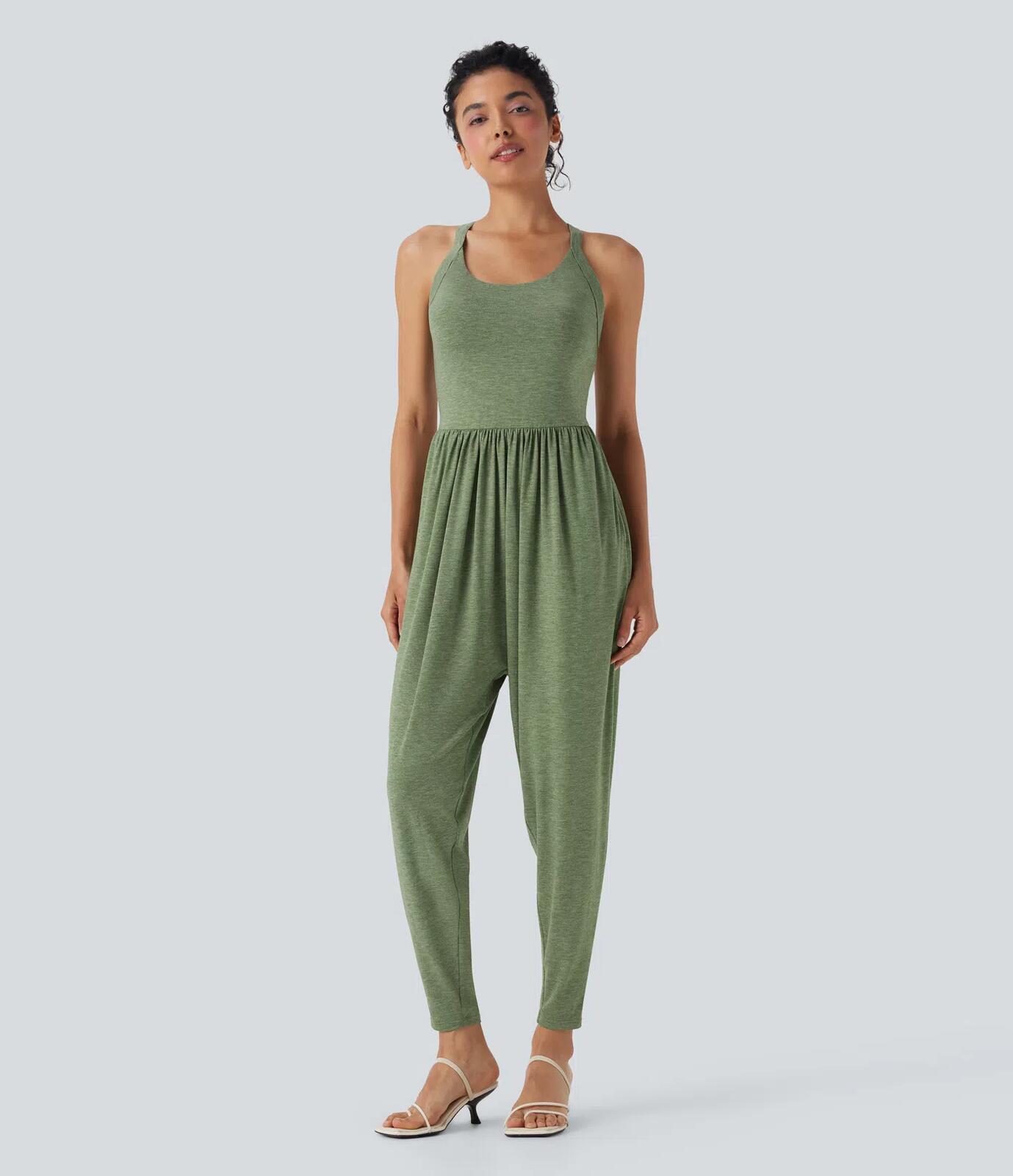 NWT Halara U Neck Harem Jumpsuit Pockets-Easy Peezy Edition Size XL Petite